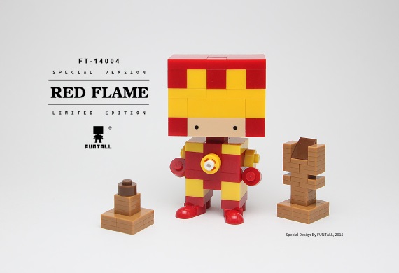 方頭積木 紅色烈焰 方頭 積木 公仔 Funtall Red Flame FT-14004