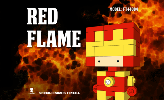 方頭積木 公仔 紅色烈焰的熱情如火形象海報 Post of FUTNALL Red Flame