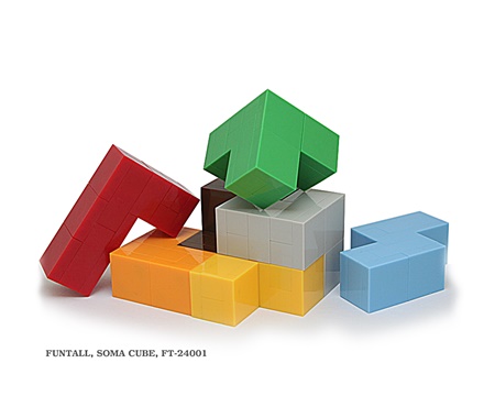 名稱:索瑪方塊, 型號:FT-24001, 系列:方頭益智系列. Name:Soma Cube, Model:FT-24001, Funtall Maze series.