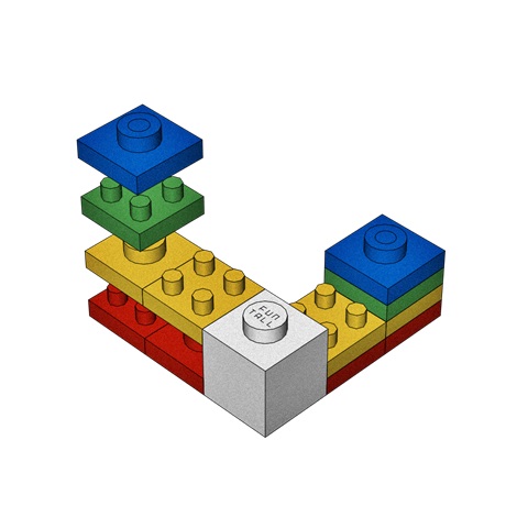 本圖中可以看到方頭積木採用超薄的1/4結構設計，是重大突破! 方頭積木是台灣設計台灣製造的創新積木喔! Thinner structure from Funtall Cube provide better performance and more funny when people playing.
